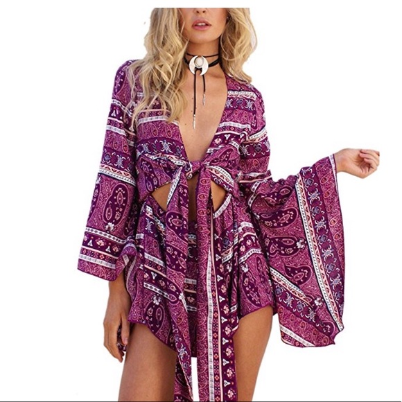 IMOGEN Tie Front Floral Romper - Picture 2 of 7